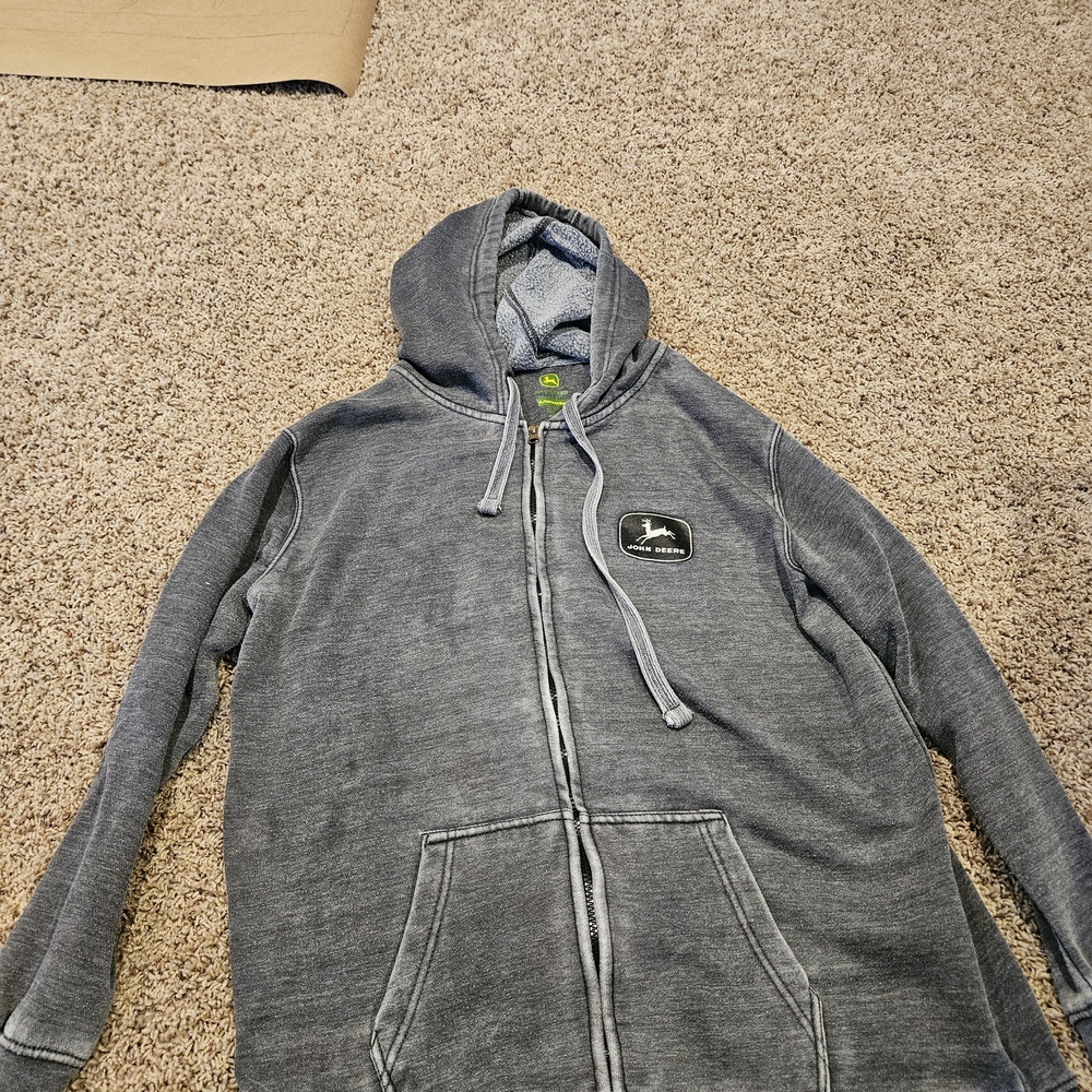 Gray Zip-Up Hoodie with Logo